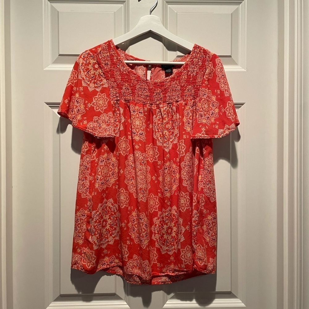 Torrid Orange Mandala Size 00 short sleeve blouse